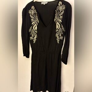 World Market Black Dress with Gold Detail